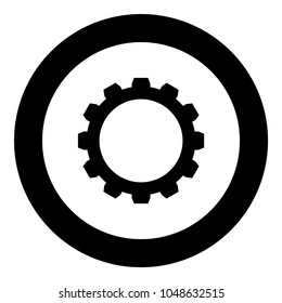 Gear it is the black color icon  in circle or round