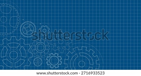 Gear blueprint technical mechanism construction background wheel industry pattern engineering. The image is formed with structure and movement. A modern abstract option for business pages.