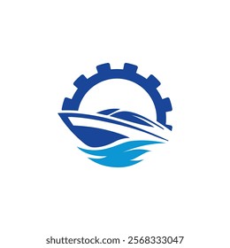 Gear Boat Logo Template vector icon Oil, gas and energy logo concept