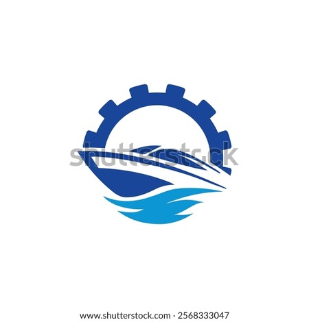 Gear Boat Logo Template vector icon Oil, gas and energy logo concept