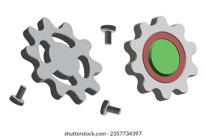 gear and bolt 3d vector illustration, icon