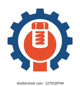 Gear, bolt and wrench. Professional services logo. Vector sign and illustration. 
