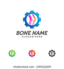 Gear Bone logo design template. Concept Vector of human body health. Emblem symbol Icon.