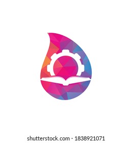 Design-Design-Vorlage für das Gear Book-Dropform-Logo. Logo für Bücher und Ausrüstung	