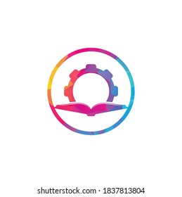 Gear Book logo design template. Book and gear logo design