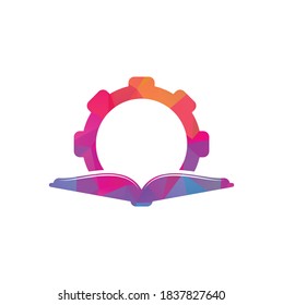 Gear Book logo design template. Book and gear logo design