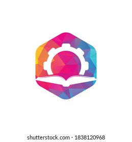 Gear Book logo design template. Book and gear logo design
