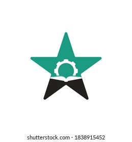 Design-Design-Vorlage für das Design des Gear Book-Sterns. Logo für Bücher und Ausrüstung