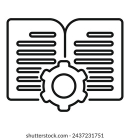 Gear book touch icon outline vector. Overview technical. Battery mobile sim