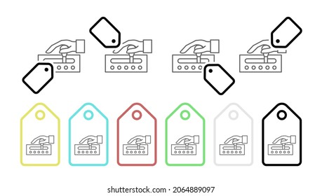 Gear box, car vector icon in tag set illustration for ui and ux, website or mobile application