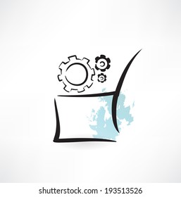 gear in the box grunge icon