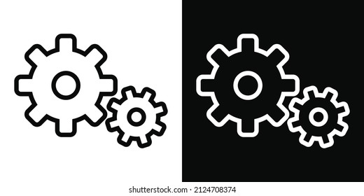 Gear box icon logo minimalist vector black and white