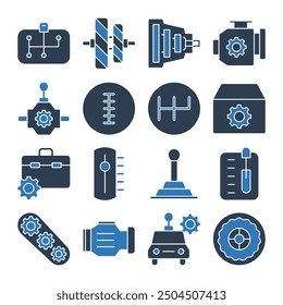 Gear Box Icon Set Sign Symbol