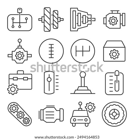 Gear Box Icon Set Sign Symbol