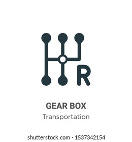 Gear box vector icon on white background. Flat vector gear box icon symbol sign from modern transportation collection for mobile concept and web apps design.