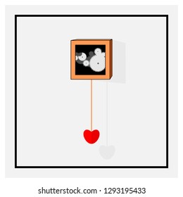 Gear box working with red heart direction on isolated background illustration vector
