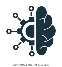 Gear and brain connecting, representing artificial intelligence and machine learning