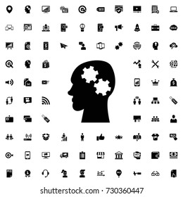 Gear brain icon . set of filled marketing icons.