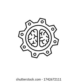 Gear, brain icon. Simple line, outline vector elements of neurology for ui and ux, website or mobile application