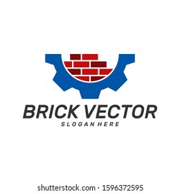 Gear Brick Building logo design vector, Brickwork simple modern logo template, Emblem, Design Concept, Creative Symbol, Icon