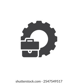 Vektorsymbol für Ausrüstung und Aktenkoffer. gefülltes Flachschild für mobiles Konzept und Webdesign. Geschäftsmodell-Symbol. Umsatzgenerierungssymbol, Logo-Illustration. Vektorgrafiken