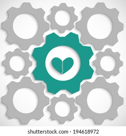 Gear with a broken heart in the mechanism