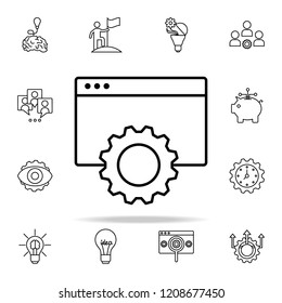 gear and browser icon. Startup icons universal set for web and mobile