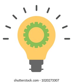 
Gear bulb, creative production flat icon
