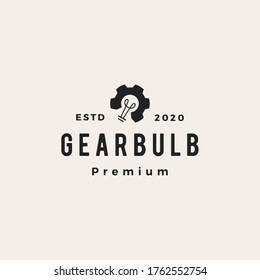 gear bulb hipster vintage logo vector icon illustration