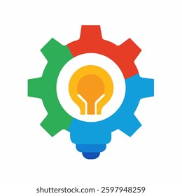 Gear Bulb Icon Colorful Vector On White Background
