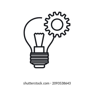 Gear and Bulb icon. Creative thinking and idea concept. editable vector.
