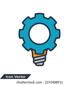 gear bulb icon logo vector illustration. knowledge innovation symbol template for graphic and web design collection