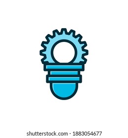 gear bulb idea colorful icon vector illustration
