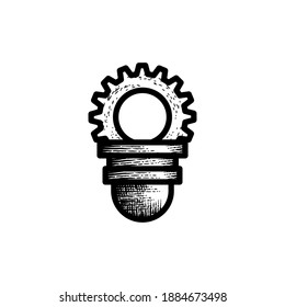 gear bulb idea hand drawn icon vector illustration