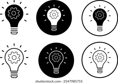Gear bulb line icon. Development, management icon set.Creative business solutions icon. management lamp concept
