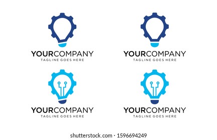 Gear and bulb for logo design vector editable