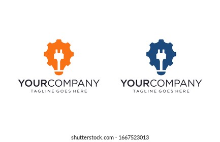 Gear and bulb for logo design vector editable	
