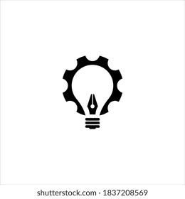 Logo de la bombilla del engranaje o plantilla de diseño de iconos