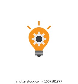gear in bulb solution idea icon flat style illustration