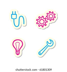 Gear, Bulb, Spanner, Plug Icons