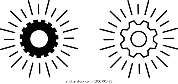 Gear with burst icon , vector illustration