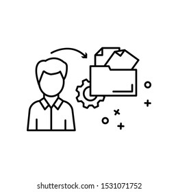 Gear business document analysis icon. Element of business icon