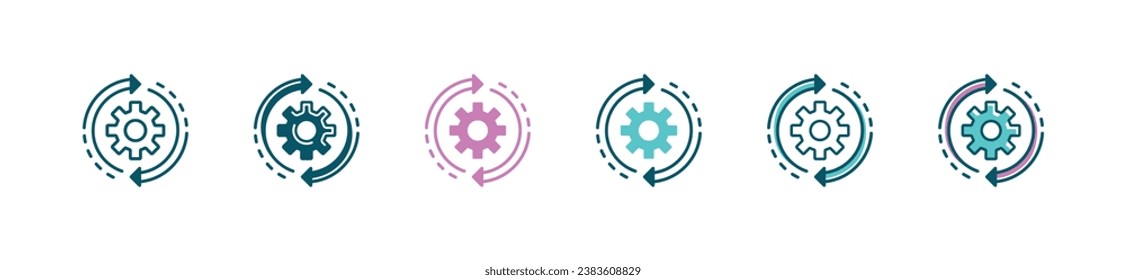 gear business progress development icon vector cogwheel project upgrade optimization circle arrow improvement symbol illustration
