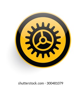 Gear button design on white background,clean vector