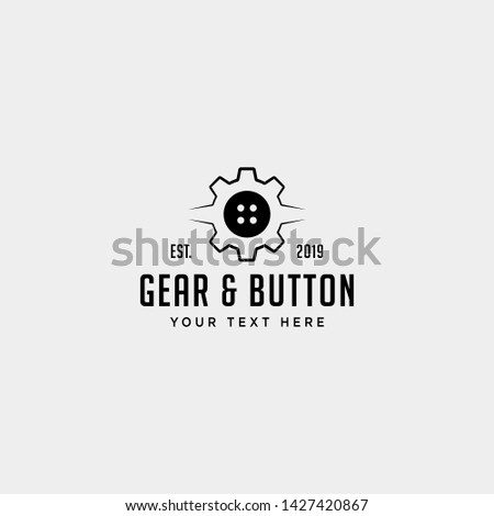 gear button logo line clothes industrial vector icon element isolated