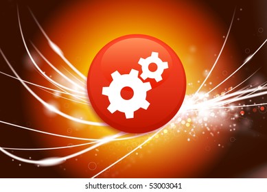 Gear Button on Abstract Modern Light Background Original Illustration