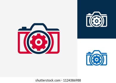 Gear Camera Logo Template Design Vector, Emblem, Design Concept, Creative Symbol, Icon