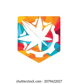Gear and cannabis vector logo design. Cannabidiol industry company logo concept.	
