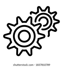 Gear car icon. Outline gear car vector icon for web design isolated on white background