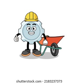 gear cartoon as a contractor , character design
